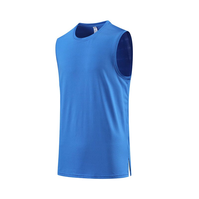 Men Vest Gym Clothing Bodybuilding Sleeveless Shirt Workout Sports Singlets Blue