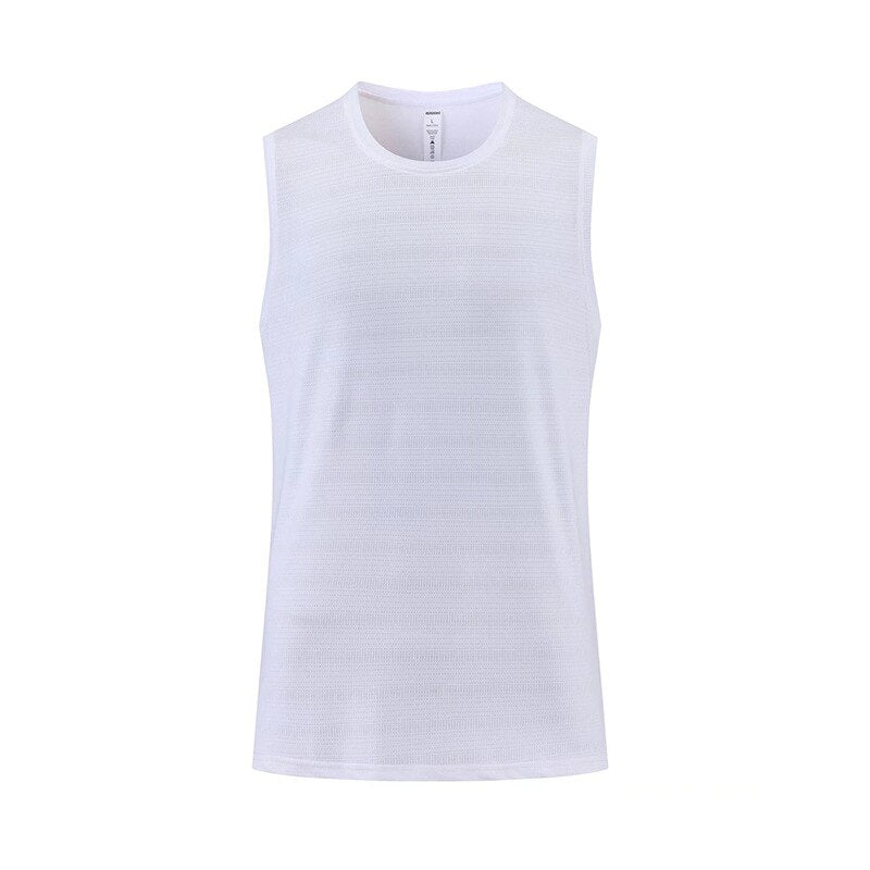 Men Vest Gym Clothing Bodybuilding Sleeveless Shirt Workout Sports Singlets White