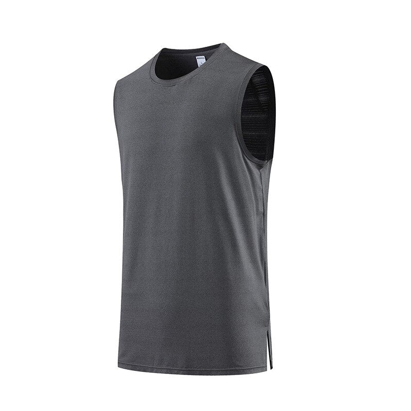 Men Vest Gym Clothing Bodybuilding Sleeveless Shirt Workout Sports Singlets Dark Gray